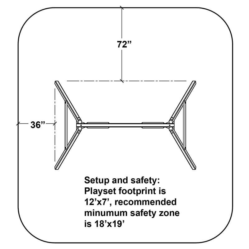 KIdwise CONGO Swing Central 3 Position Swing Set  Top View Safety Zones