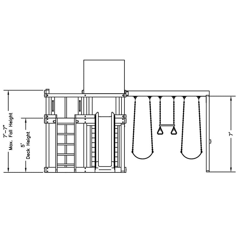 KIdwise Congo Monkey Play System #1 with Swing Beam Front View Diagram