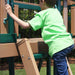 KIdwise Congo Monkey Play System #1 with Swing Beam Green And Sand Close Up View Ladder With Kid Climbing