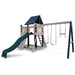 KIdwise Congo Monkey Play System #1 with Swing Beam Green And Sand Front View With Blue Accessories