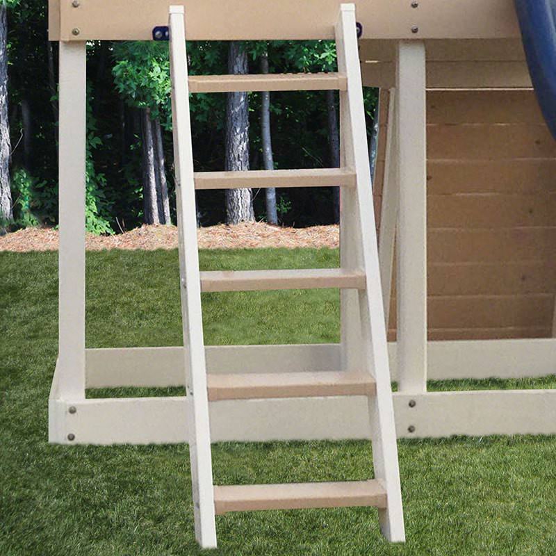 KIdwise Congo Monkey Play System #1 with Swing Beam White And Sand Front View Ladder