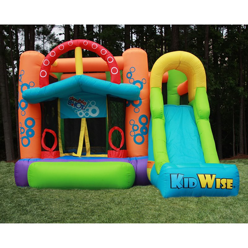 kid-wise-double-shot-bounce-house-front-view-backyard-outdoor