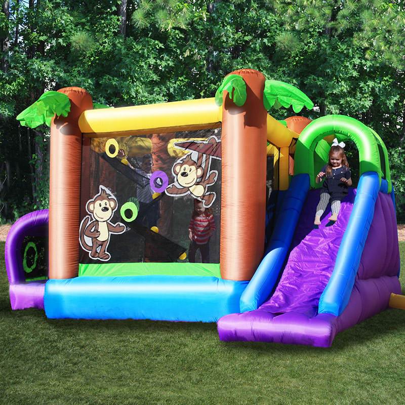 kid-wise-monkey-explorer-jumper-inflatable-bounce-house-front-view-outdoor