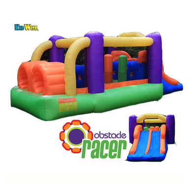 kid-wise-obstacle-racer-bounce-house-corner-view-and-front-view-of-the-slide