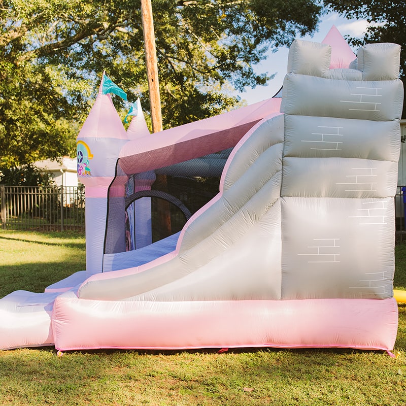 kid-wise-princess-enchanted-castle-with-slide-bounce-house-left-side-view