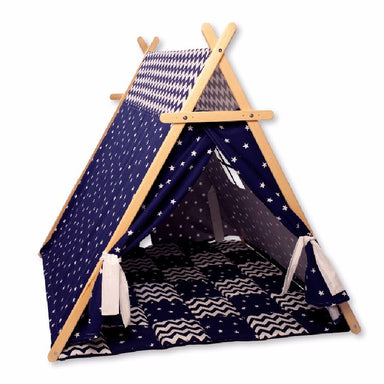 Kidodido Blue Stars Play  Indoor Tent and Play Mat Corner View Facing Right