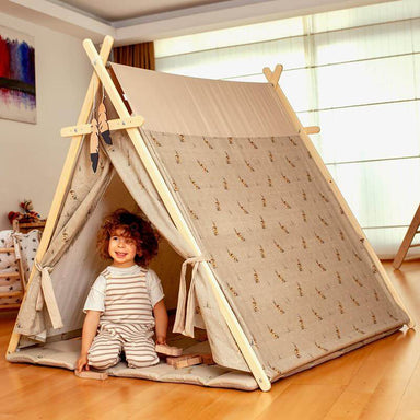 Kidodido Bunny Play Indoor Tent and Play Mat Corner View Showing A Kid Sitting Inside