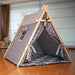 Kidodido Gray Stars Play Tent and Play Mat Front Side View With Play Mat Inside The House