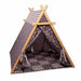 Kidodido Gray Stars Play Tent and Play Mat Front View With Play Mat