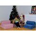 Kidodido Transformable Kids Play Mat and Couch - Multipurpose Baby Play Mat and Kids Couch Showing A Kid Sitting At Brown Couch