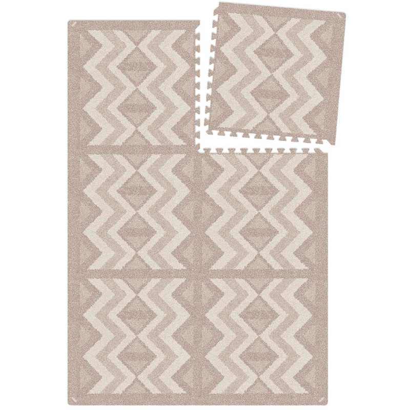 Kilim Play Mat in Soft Clay with one piece being removed