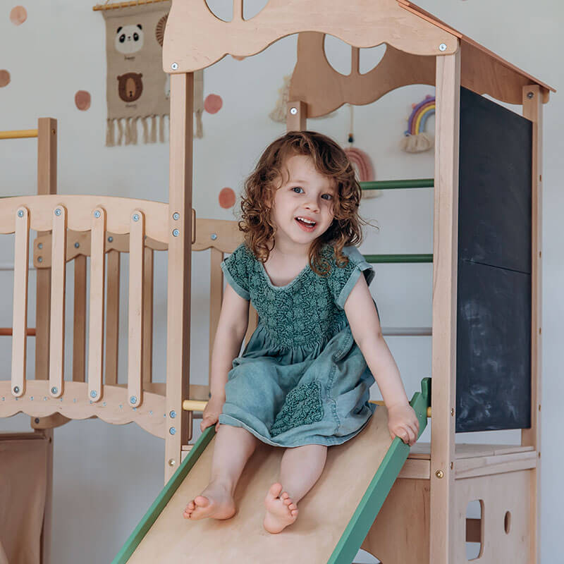 Indoor Climber for Kids Morning Light Bridge and Slide Integration Girl Playing