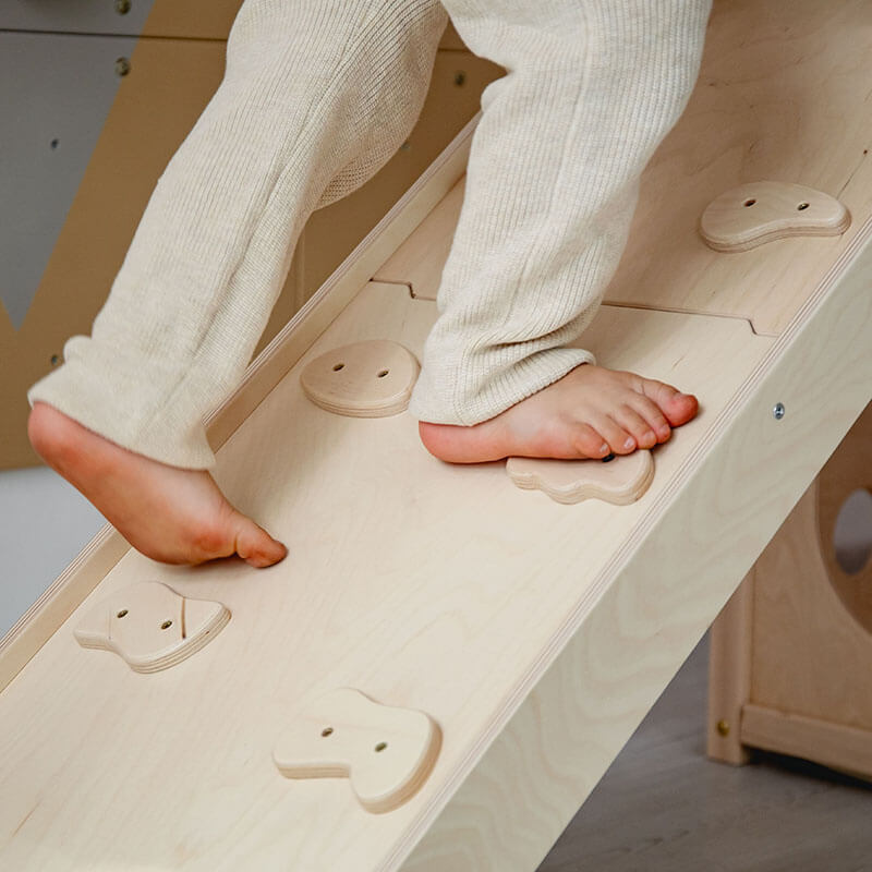 Indoor Climber for Kids Natural Wood Climbing Board