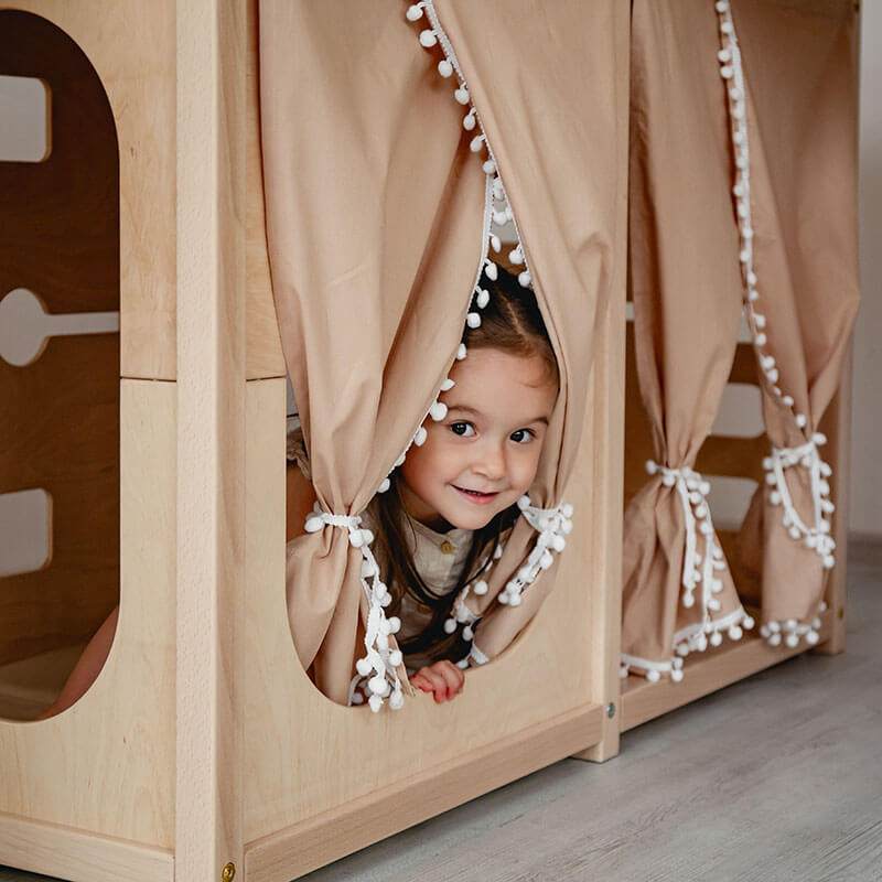 Indoor Climber for Kids Natural Wood Reading Hideaway