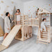 Indoor Climber for Kids Natural Wood Side View With Kids