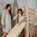 Indoor Climber for Kids Natural Wood Slide With Horizontal Support Bar