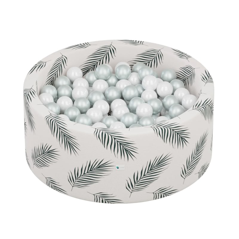 little-big-playroom-ball-pit-boho-palm-ball-pit-100-porcelain-and-100-pearl-balls-top-front-view-balls-inside-ball-pit