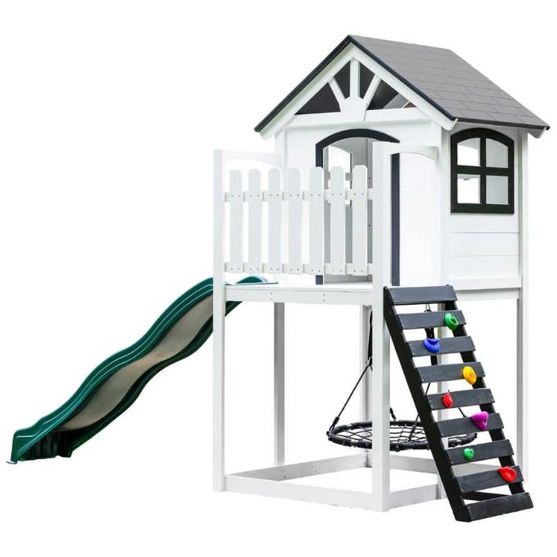 Londyn Swing Set black and white farmhouse playhouse