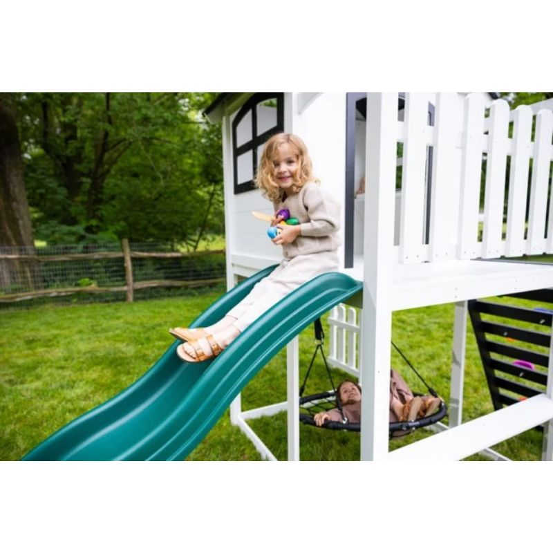 Londyn Swing Set with girl on slide