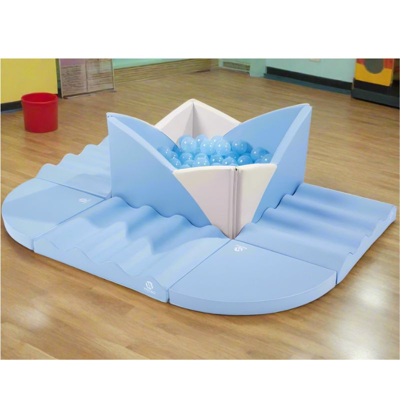 Lotus Ball Pit for little kids in blue and white