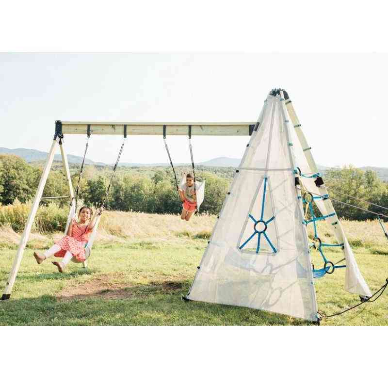 Bijou Mainstay & Sway – kids playing on backyard swing set