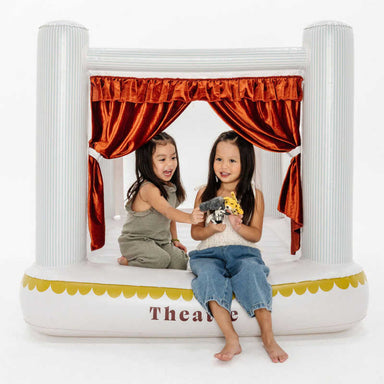 Mini Theatre Indoor Bounce House with 2 girls and puppets
