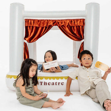 Mini Theatre Indoor Bounce House with 3 kids and printables