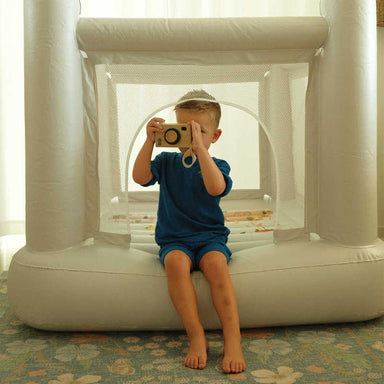 Mini World Map Inside Bounce House with boy