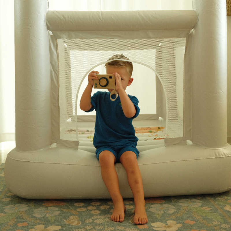 Mini World Map Inside Bounce House with boy