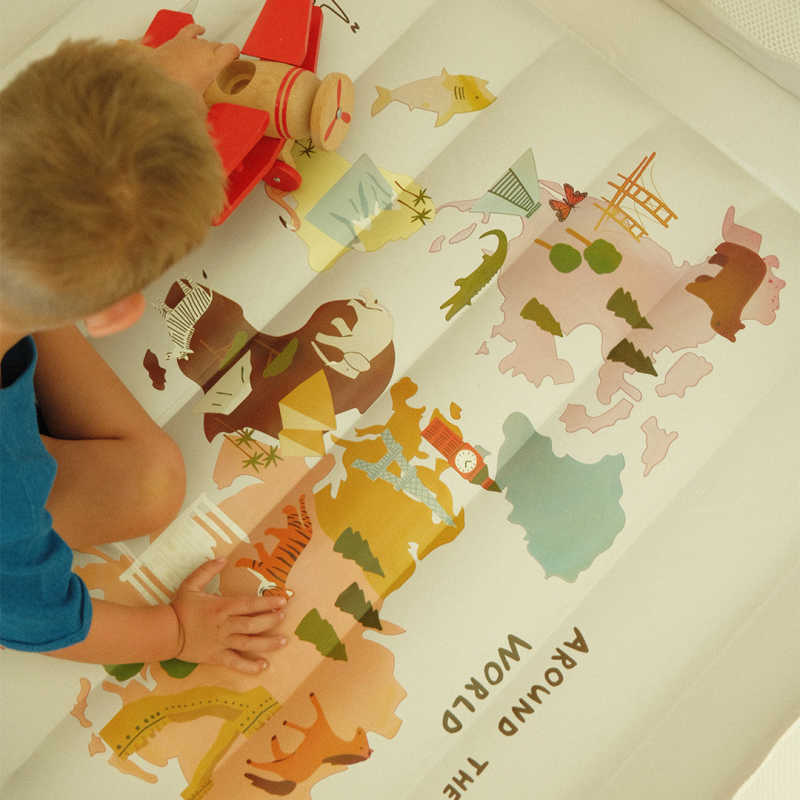 Mini World Map Inside Bounce House with map on floor