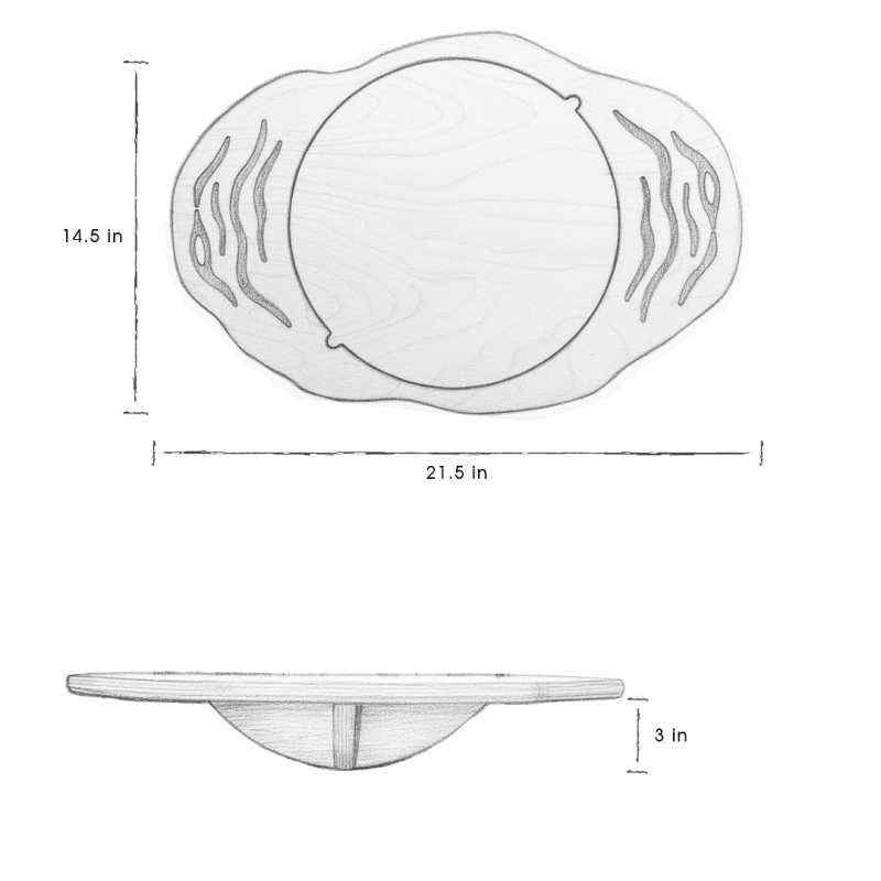 Mira Balance Board dimensions showing 22 by 14 by 3 inches
