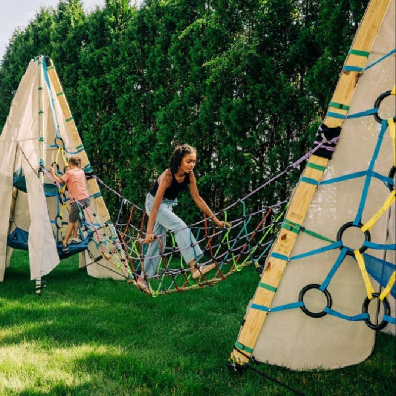 Bijou Monkey See Monkey Duo – child playing on modular climbing structure