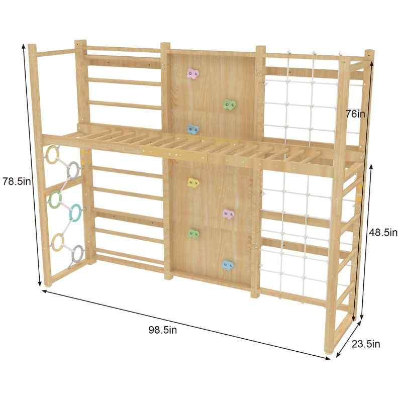 Dimensions for Avenlur monkey bar attachment for 79 inch Modular Walnut Swedish Ladder