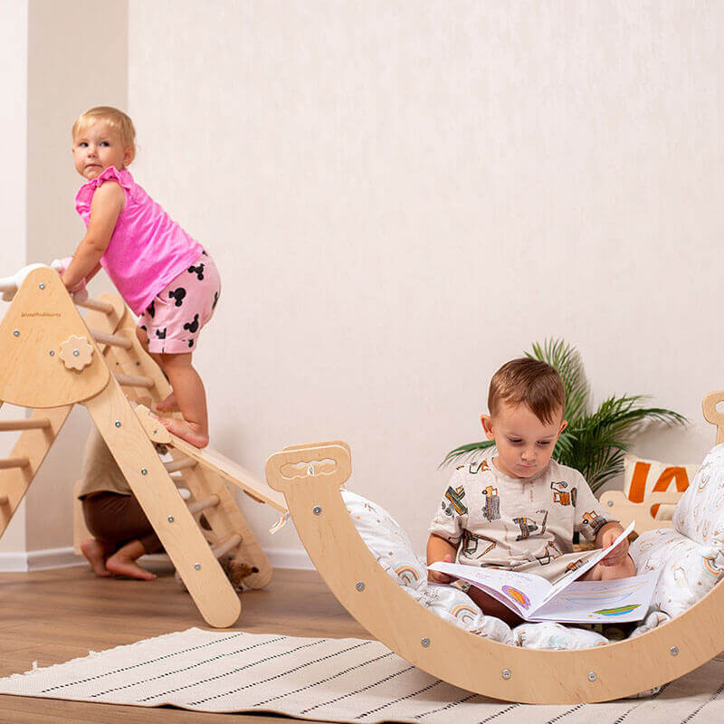Montessori Climber With Accessories Arch and Triangle Kids Playing
