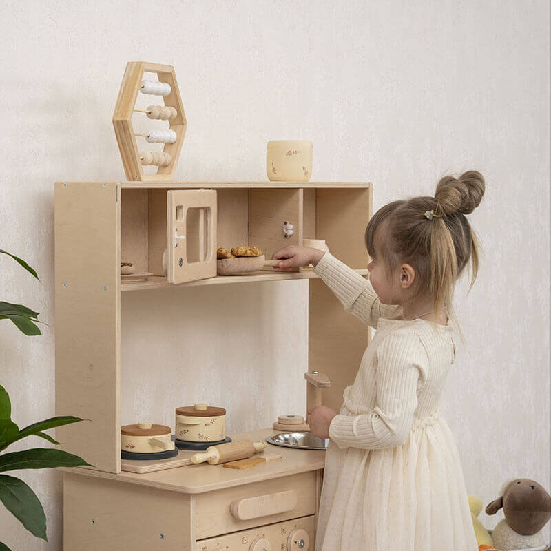 Montessori Play Kitchen Girl Cooking