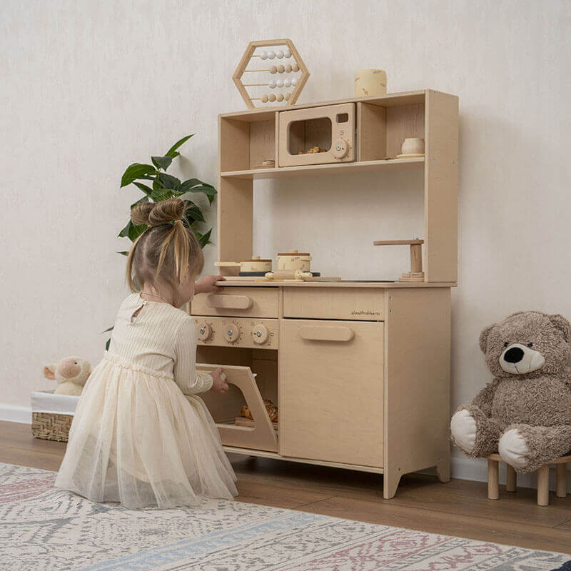 Montessori Play Kitchen Girl Playing