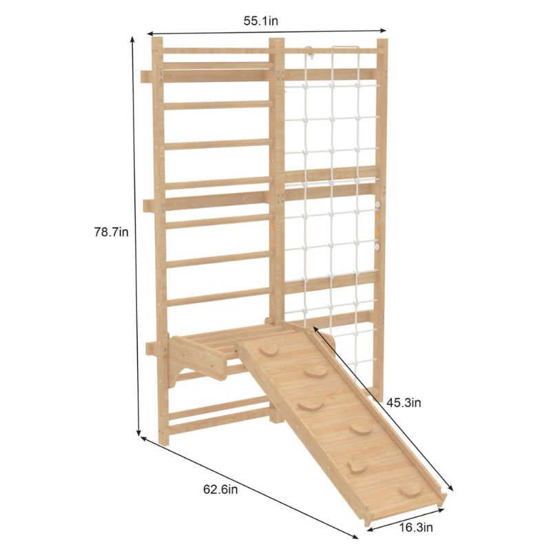 Neem | Swedish Ladder & Rope Wall - 79" Height dimensions
