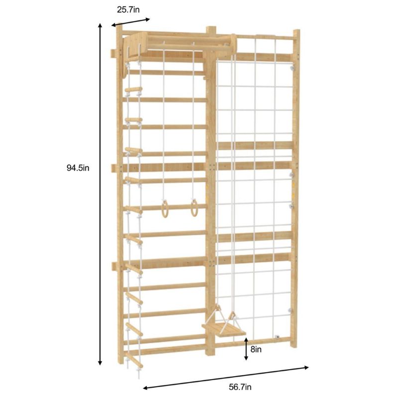 Neem | Swedish Ladder & Rope Wall - 79" Height dimensions