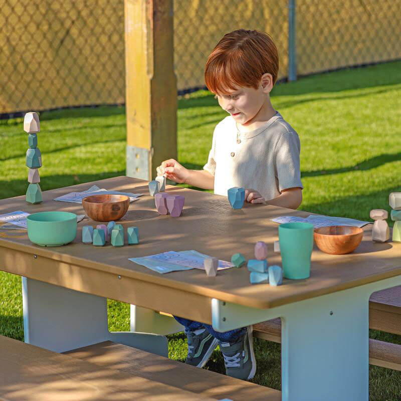 Outdoored™ Table and Two Bench Set - Wb2910 Boy Playing