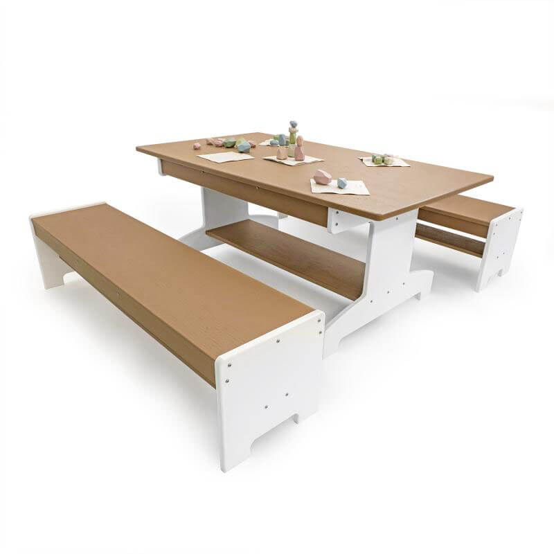 Outdoored™ Table and Two Bench Set - Wb2910 Corner View Full Set