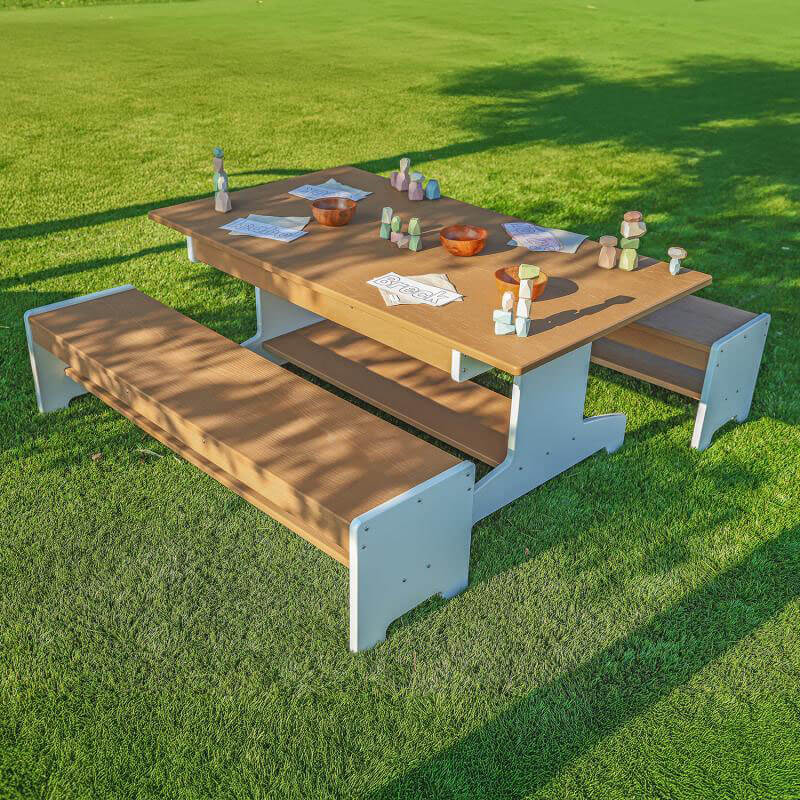 Outdoored™ Table and Two Bench Set - Wb2910 Corner View Outdoor