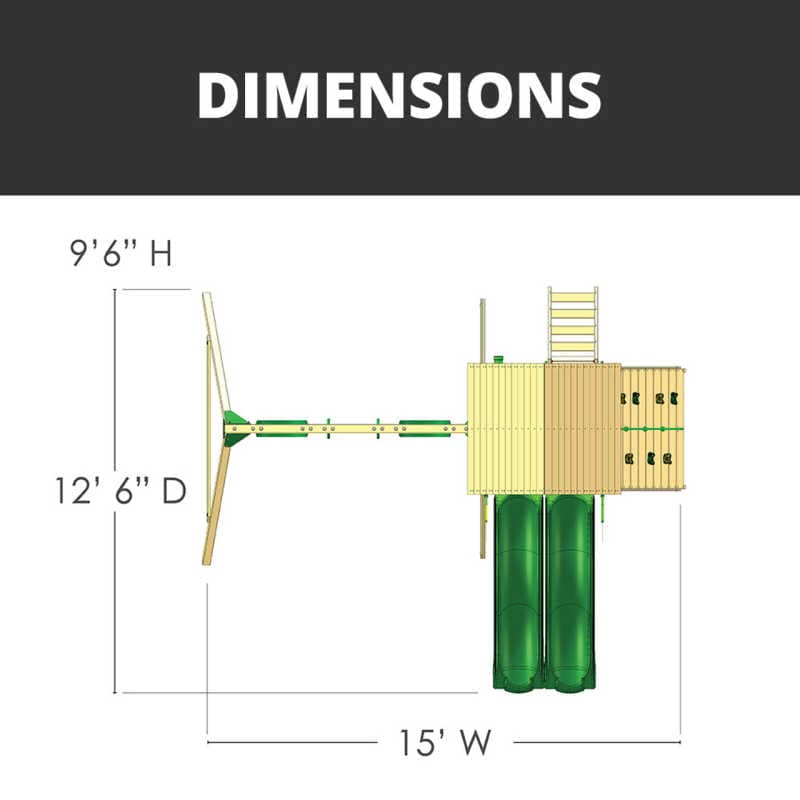 Outing with Double Slides Swing Set Dimensions