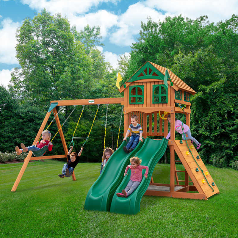 Outing with Double Slides Swing Set — Extreme Kids World