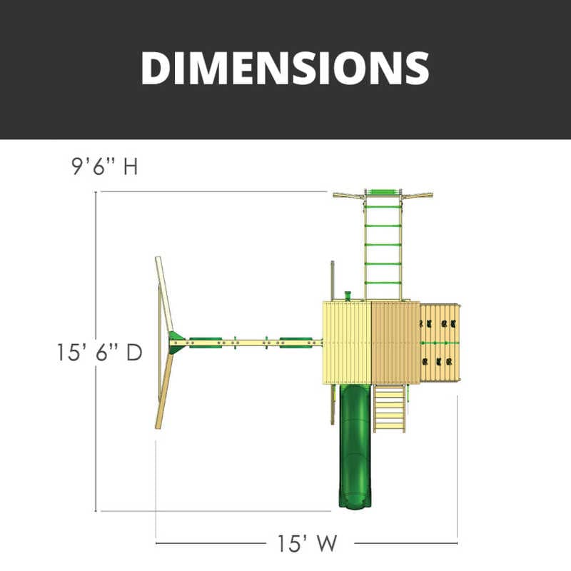 Outing with Monkey Bars Swing Set Dimensions