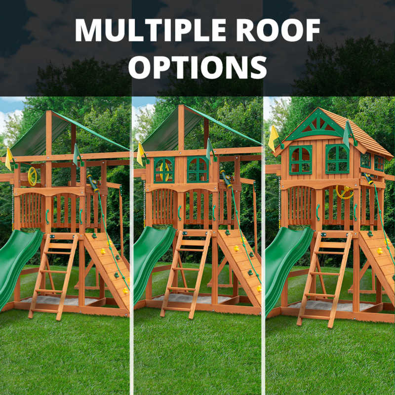 Outing with Monkey Bars Swing Set Roof Options