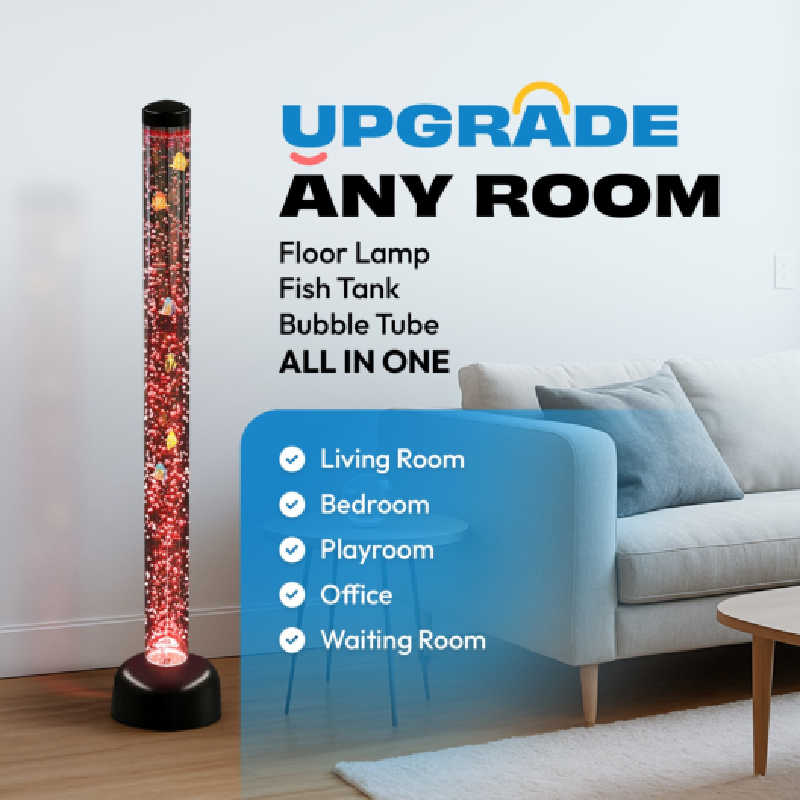 Playlearn 5ft sensory led bubble tube in a living room
