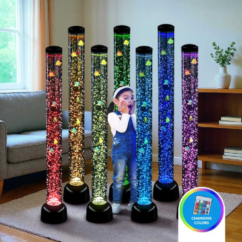 playlearn bubble tubes with a girl in a living room