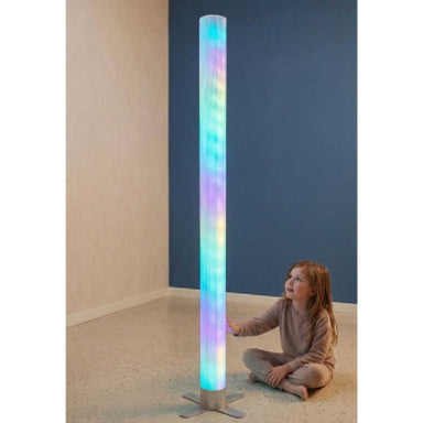 PLAYLEARN 6ft Waterless Sensory Light Tube - 6" Wide with a girl in a room