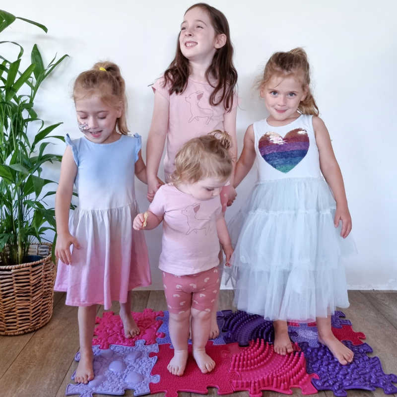 Pink Sensory Playmat Set with kids