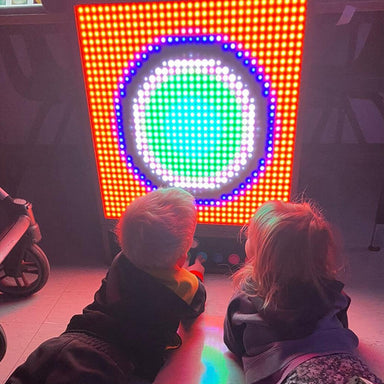 Pixels Pro Interactive Panel Dual for sensory room with kids playing